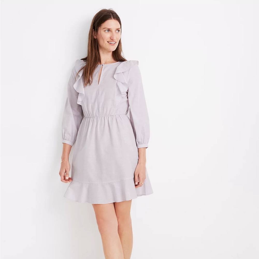 NWT Madewell Ruffle-Shoulder Mini Dress